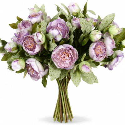 Lavender Artificial Peony Flowers – 16 Stems - artificial flower arrangement by BloomWitness
