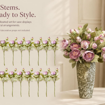 Lavender Artificial Peony Flowers – 16 Stems - alternate view artificial flower BloomWitness