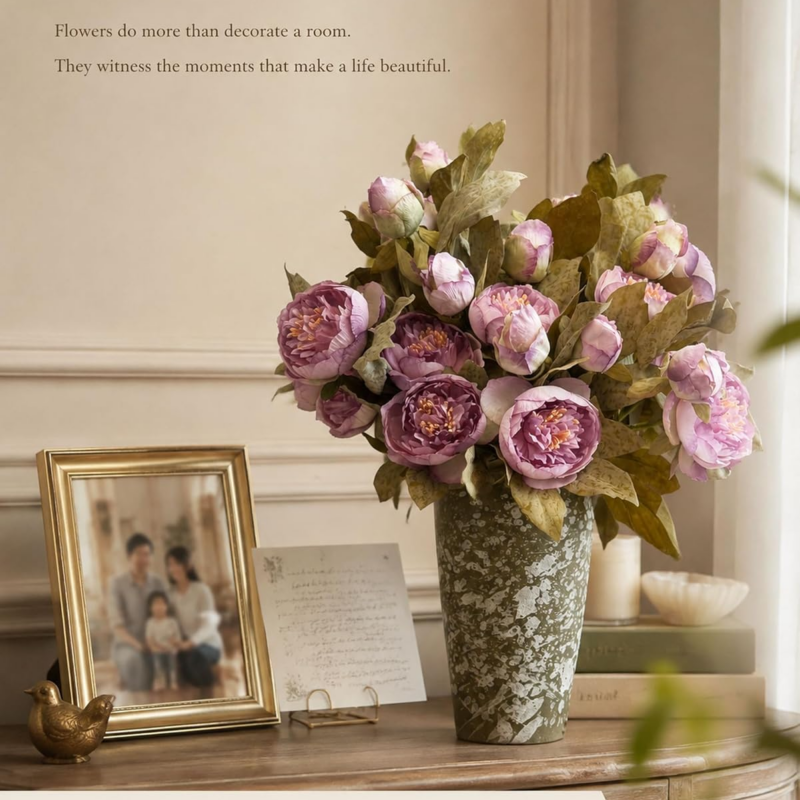 Lavender Artificial Peony Flowers – 16 Stems