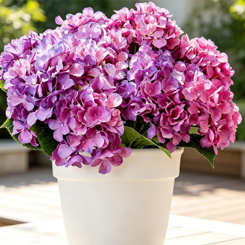 4 Pack Artificial Hydrangeas, UV Resistant Faux Silk Flowers for Outdoor Planters