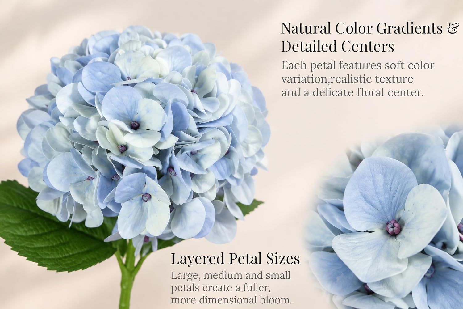 hydrangea bouquet in vase before and after home styling upgrade