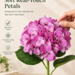 6 Stems Real Touch Hydrangea Bouquet, Lifelike Faux Silk Flowers for Vase Decor (Blue / Pink) thumbnail - BloomWitness artificial flower
