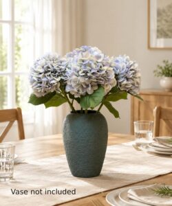 6 Stems Real Touch Hydrangea Bouquet, Lifelike Faux Silk Flowers for Vase Decor (Blue / Pink)
