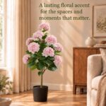 Artificial Hydrangea Tree (4ft) – Real Touch Potted Faux Flowers for Home & Porch Décor thumbnail - BloomWitness artificial flower