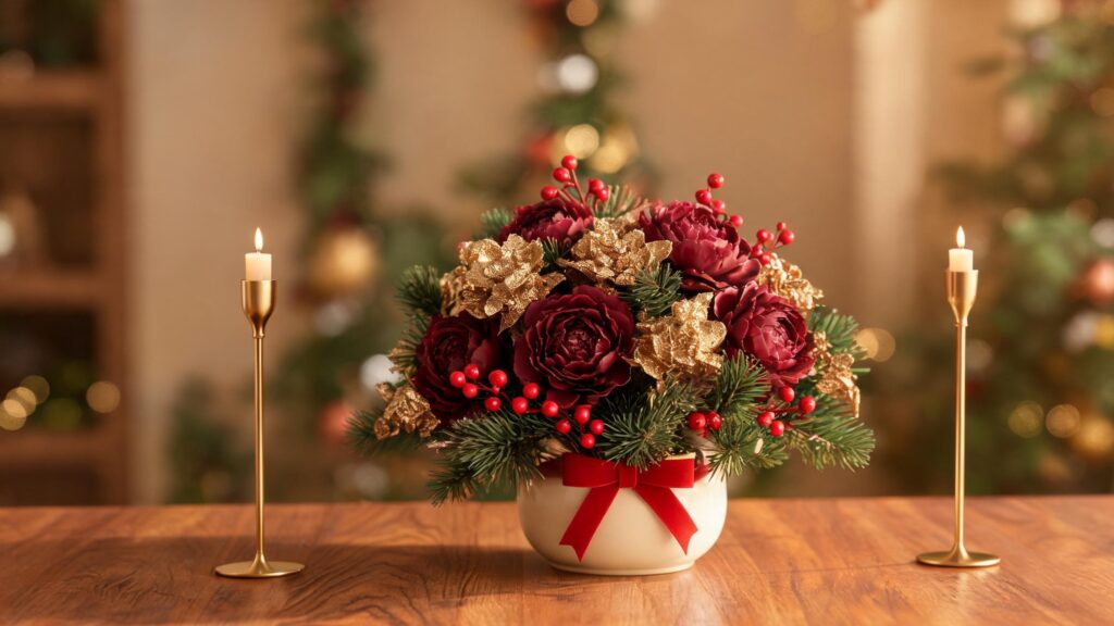 Christmas Decor with Artificial Flowers: Reuse What You Have