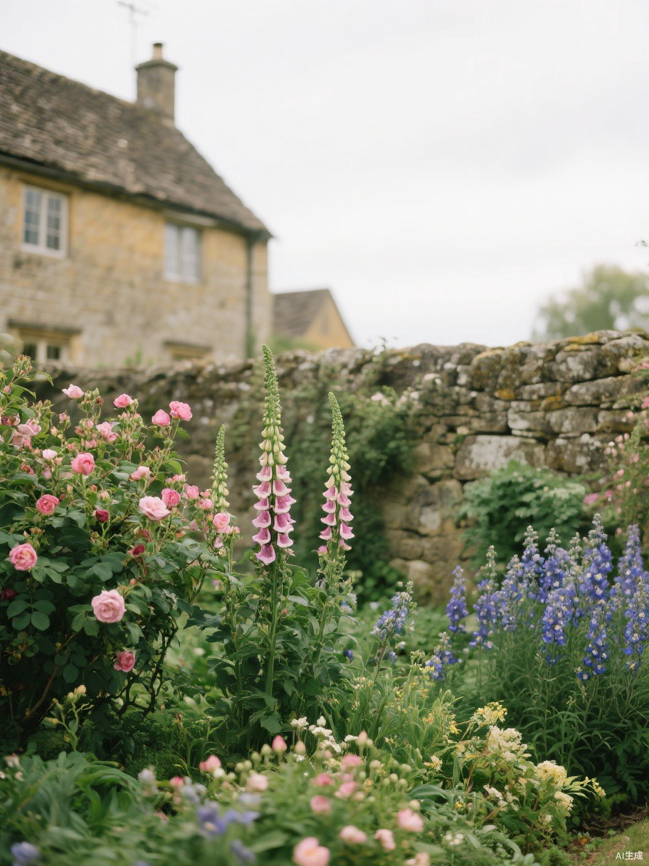 English Cotswolds artificial flower collection - wildflowers and climbing roses arrangement