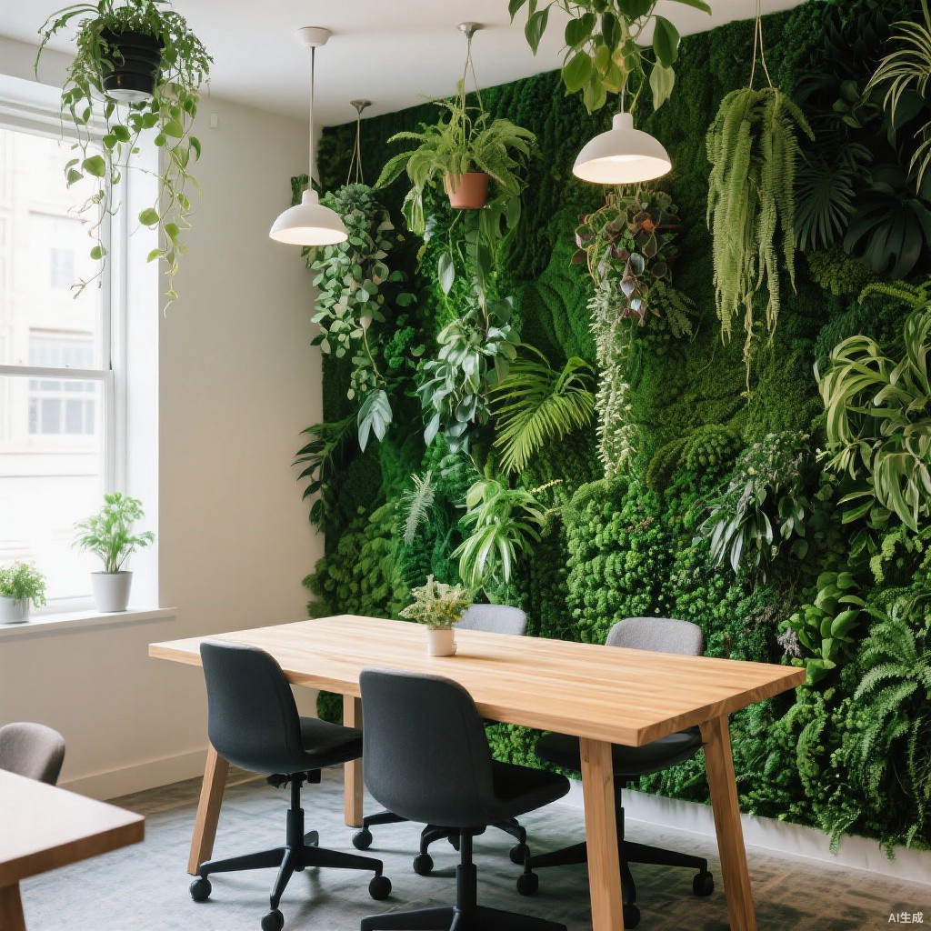 Co-working space with artificial flower arrangement decor - BloomWitness