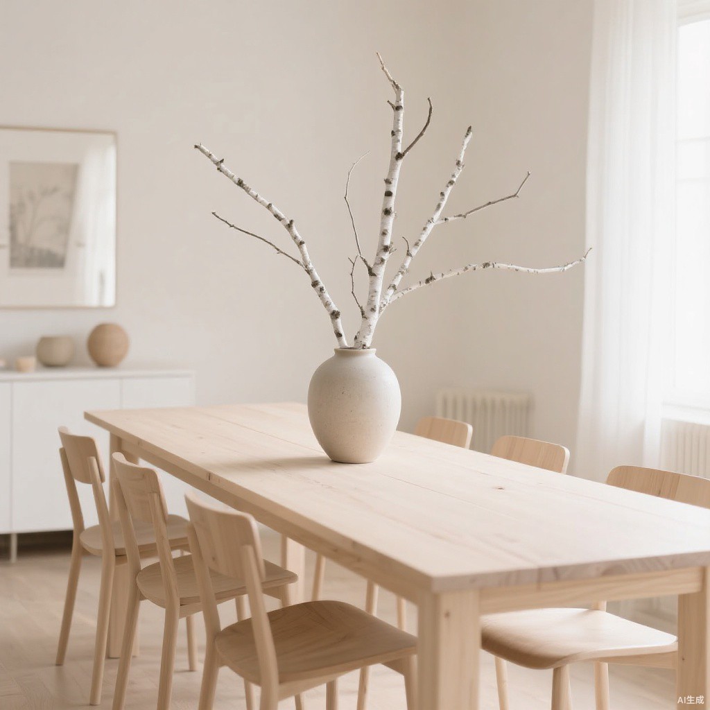 Nordic Copenhagen dining room with artificial silver birch - BloomWitness