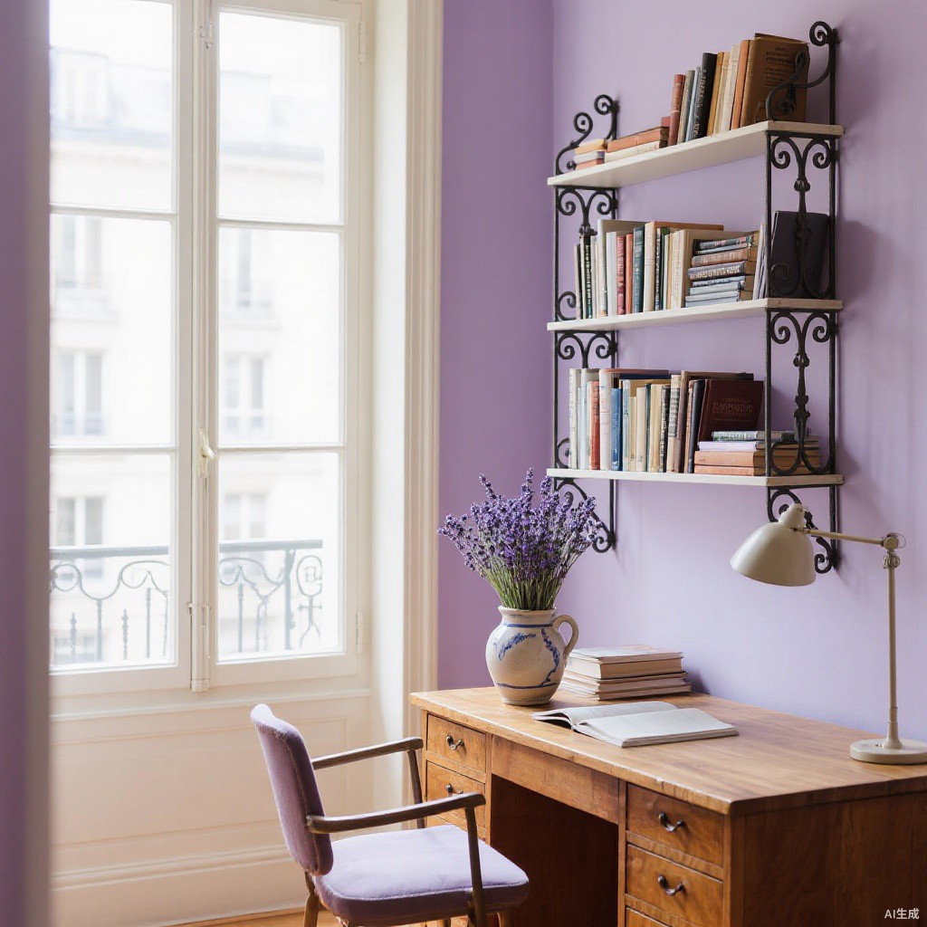 French Parisian study with artificial lavender arrangement - BloomWitness