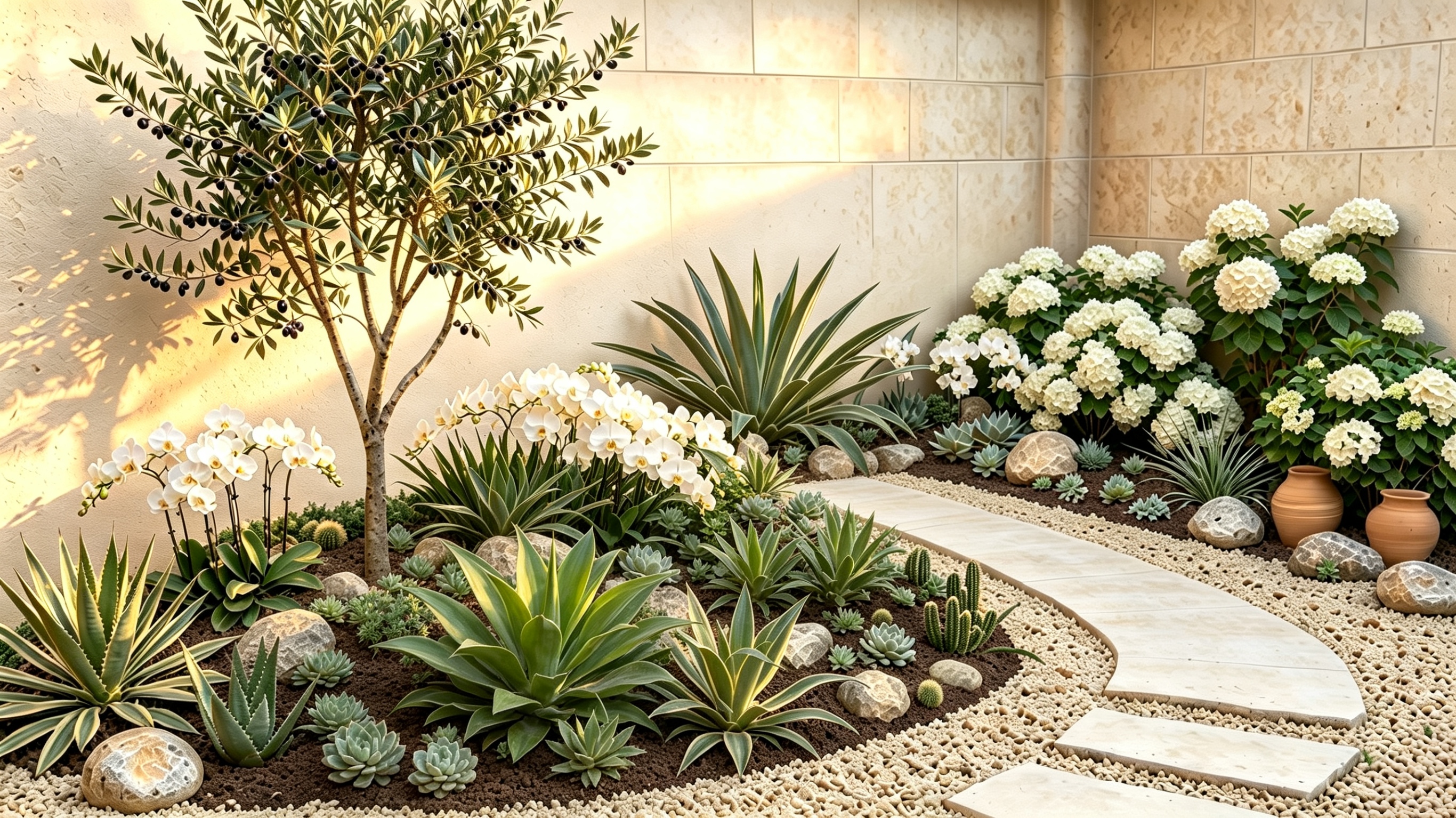 Artificial pastel floral border garden