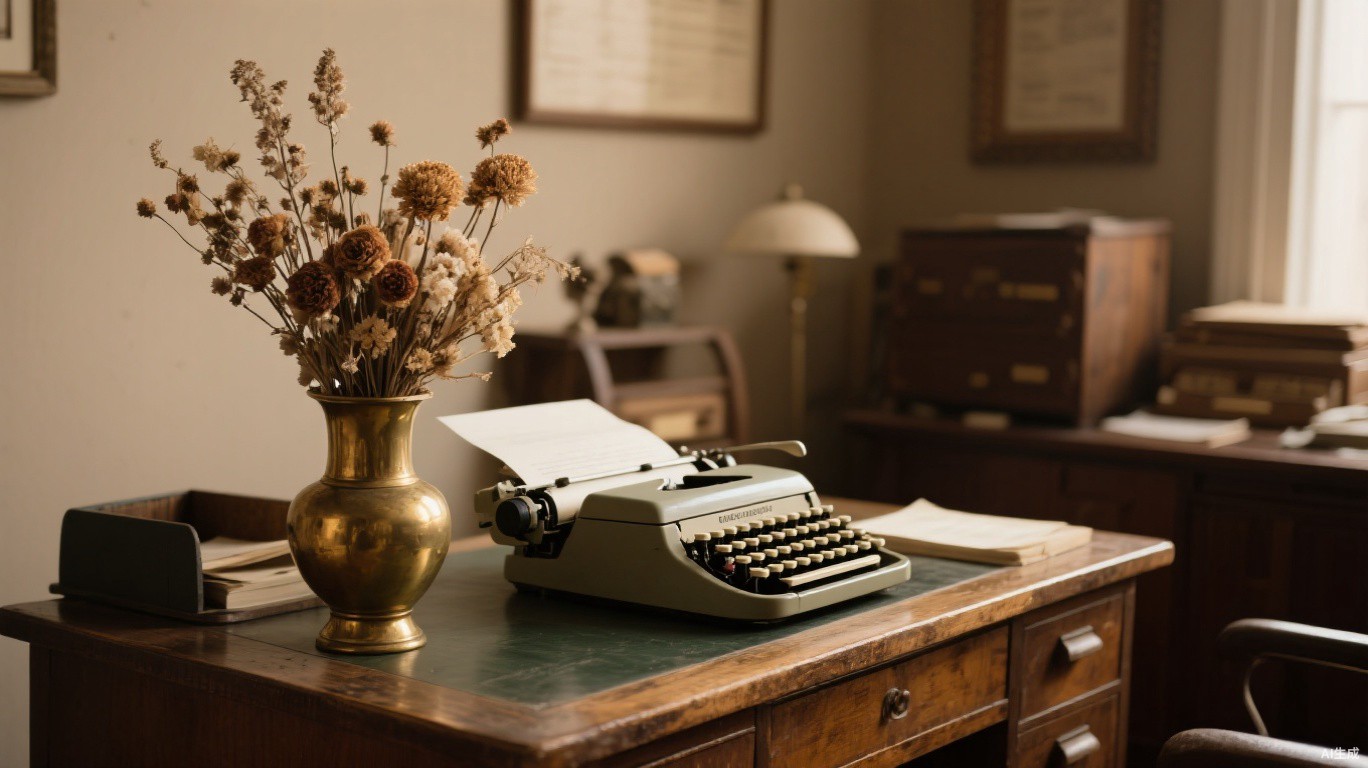 Vintage artificial dried flower arrangement on desk - BloomWitness