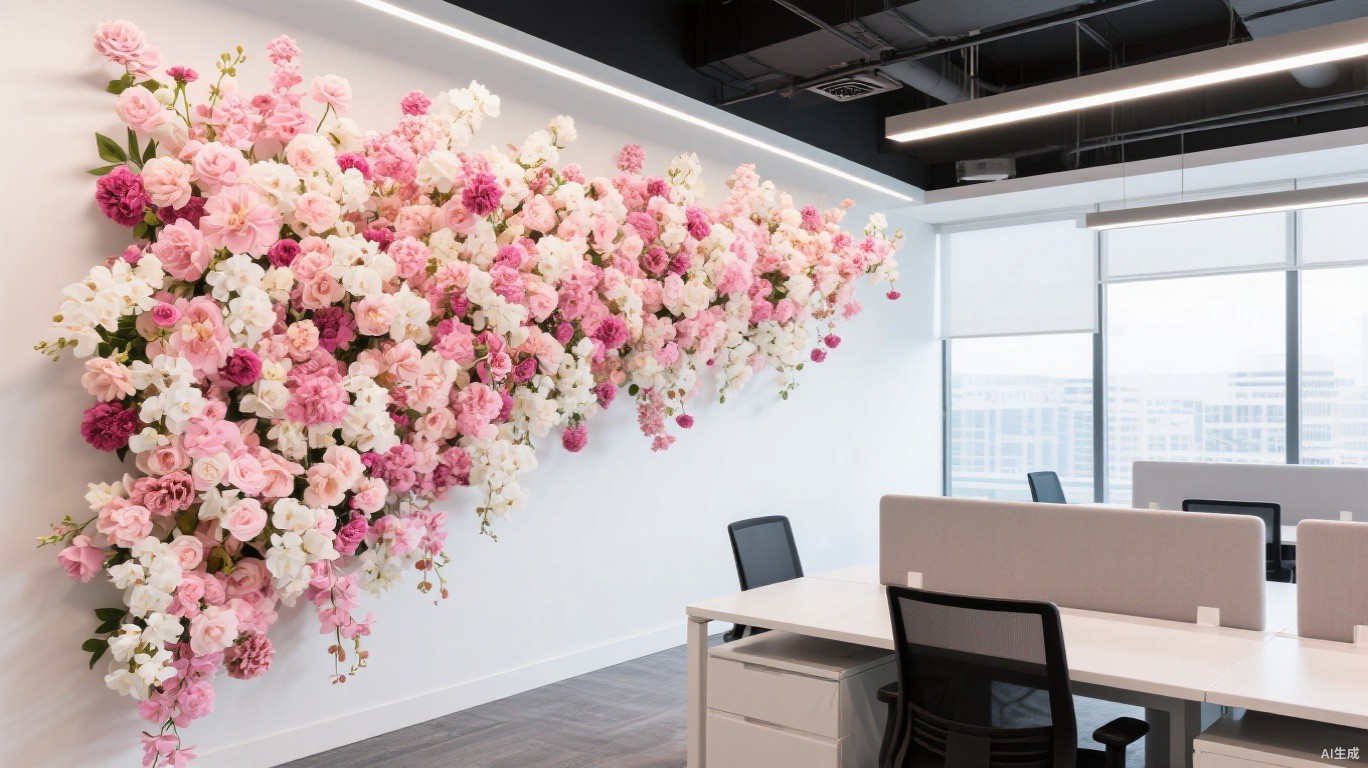 Artificial floral wall installation for office - BloomWitness