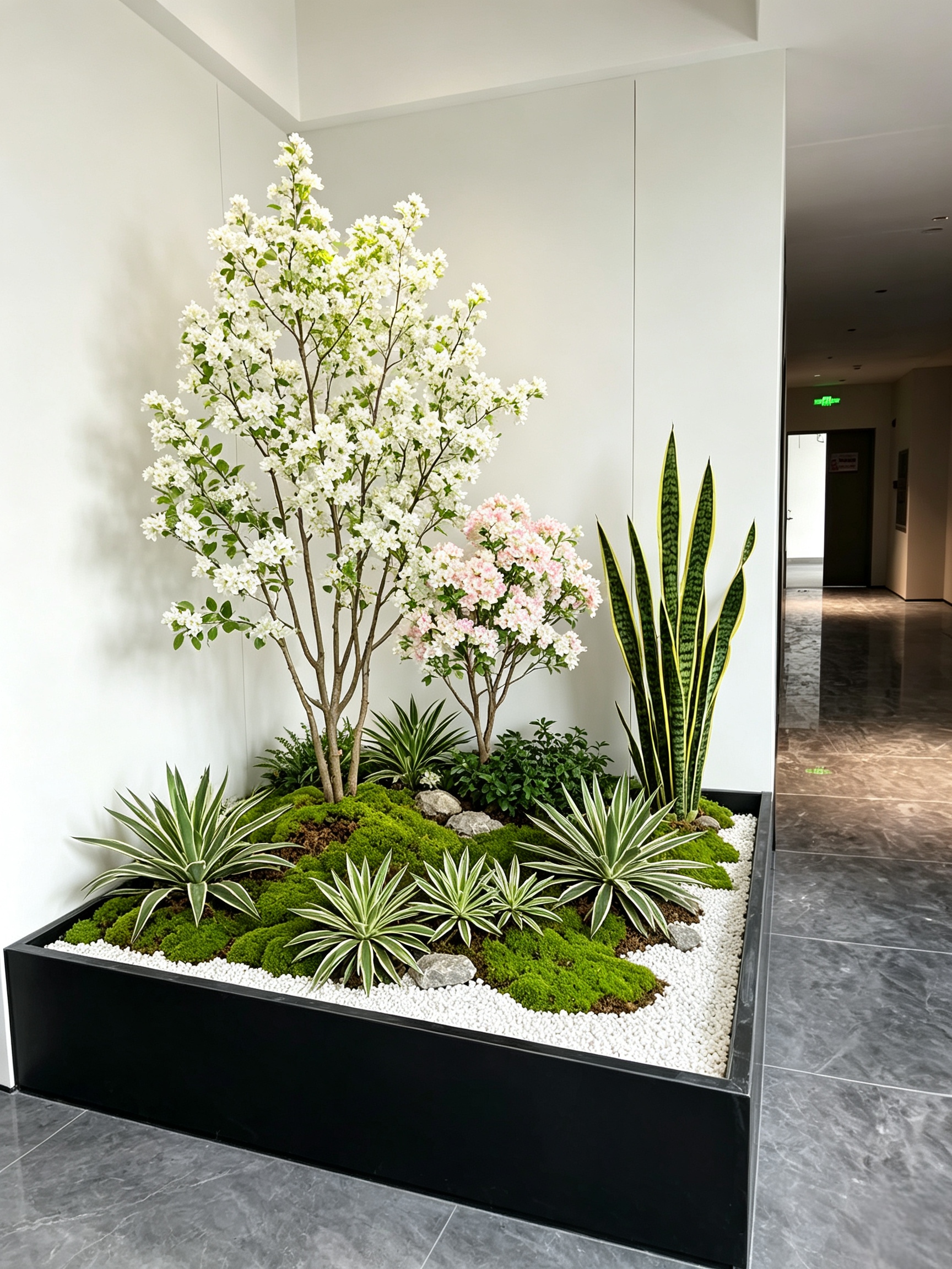 Modern indoor agave yucca plant arrangement