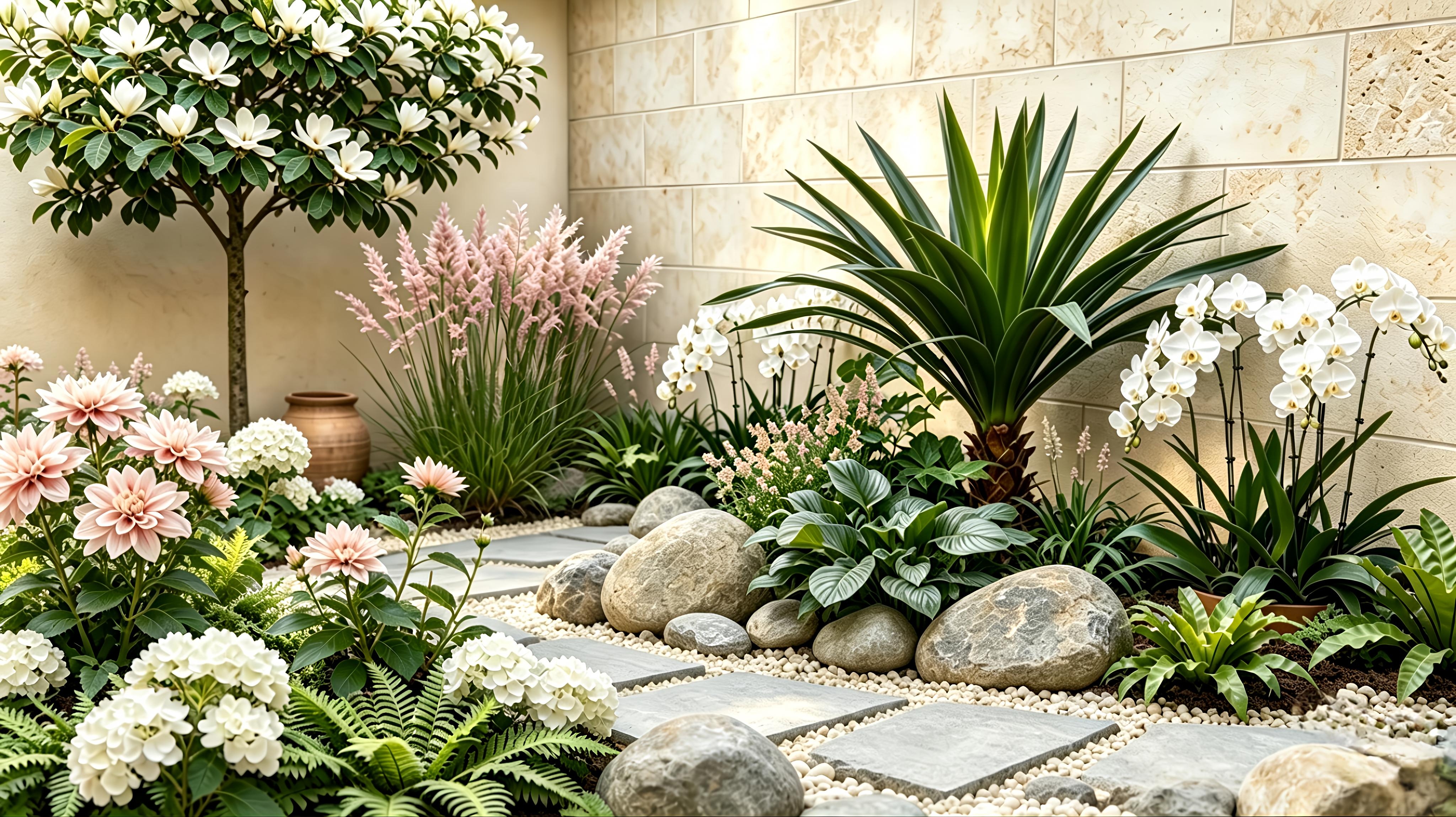Artificial European manor formal garden