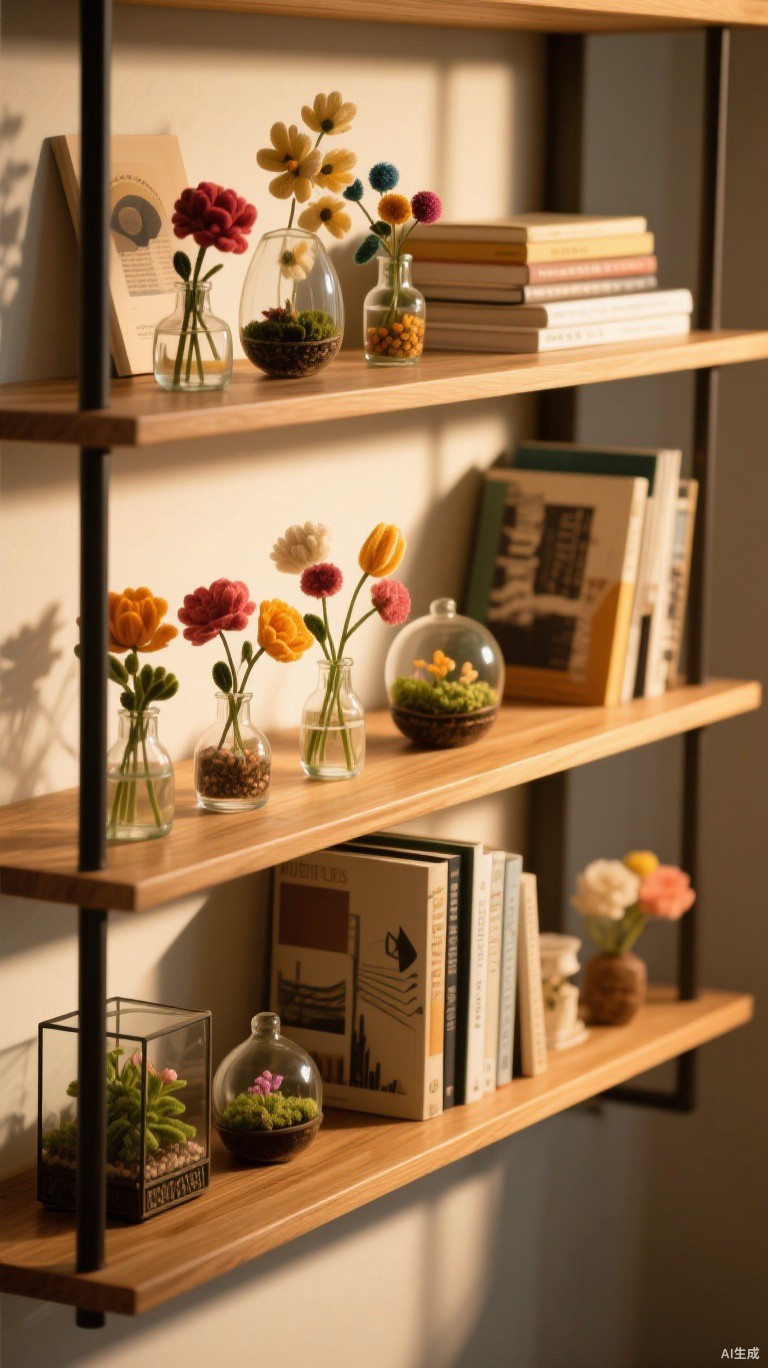 Artificial flower vase arrangement on shelf - BloomWitness