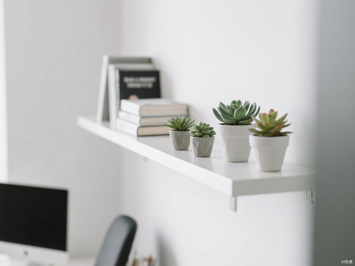 Artificial succulent arrangement on office shelf - BloomWitness