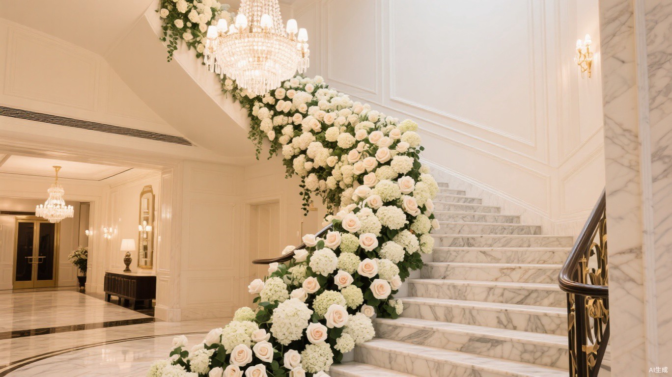 Grand hotel lobby floral installation