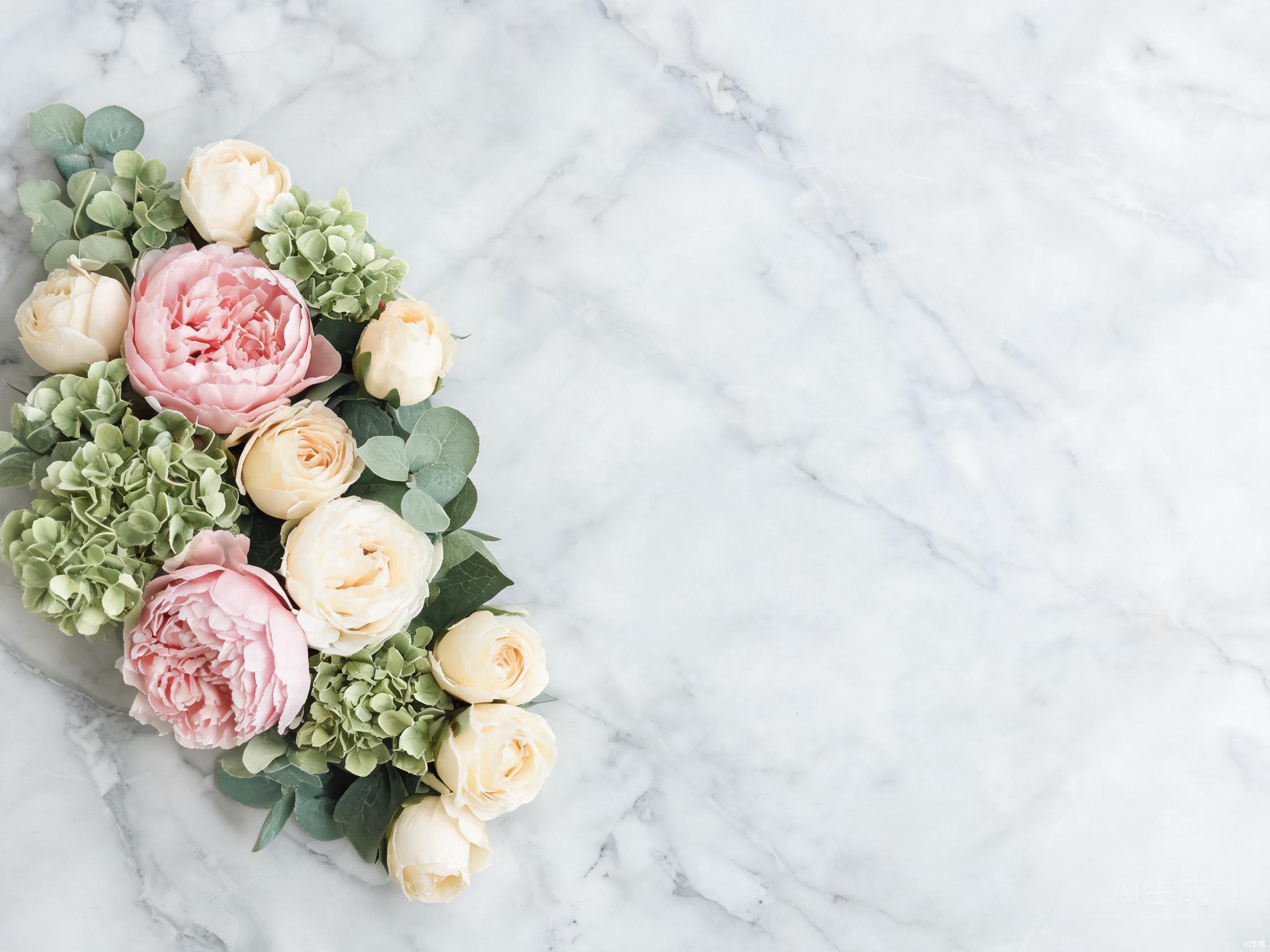 Premium silk flower arrangement with peonies, roses, and hydrangeas in soft pink and cream tones