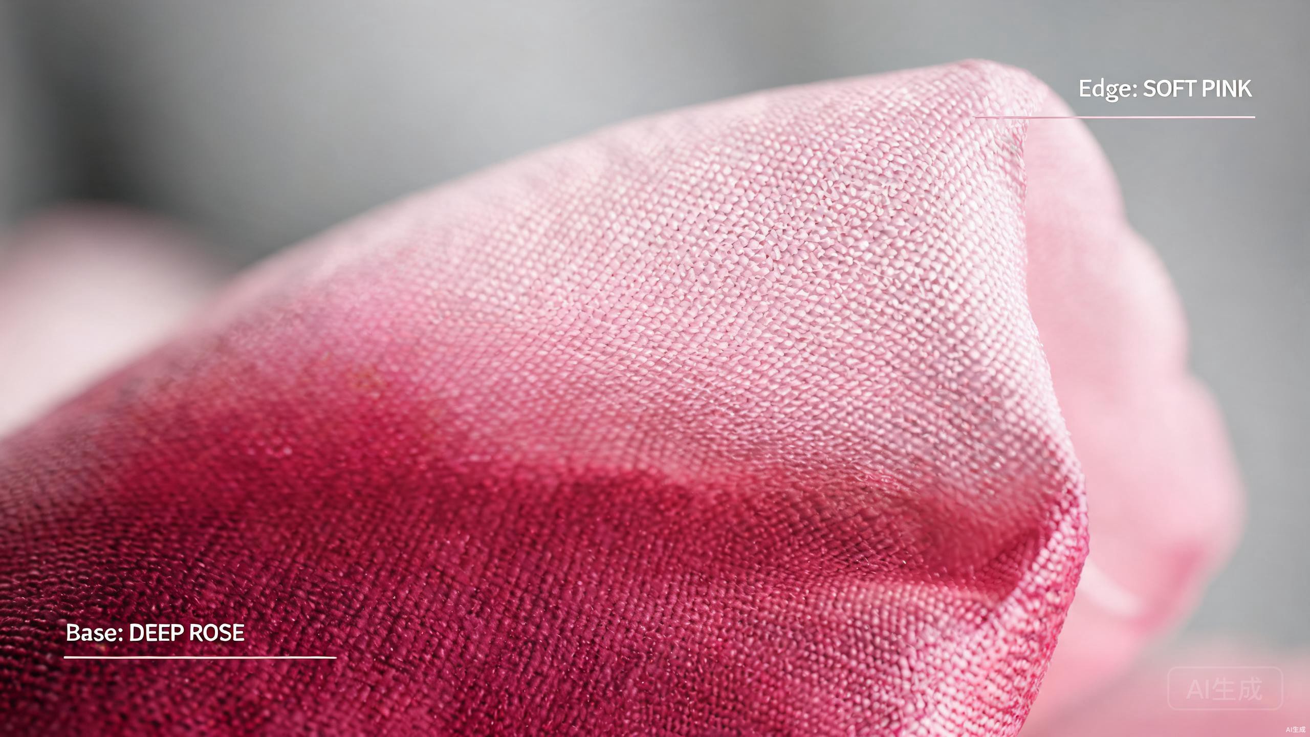Macro close-up of premium silk artificial flower petals showing polyester fabric weave and color gradient