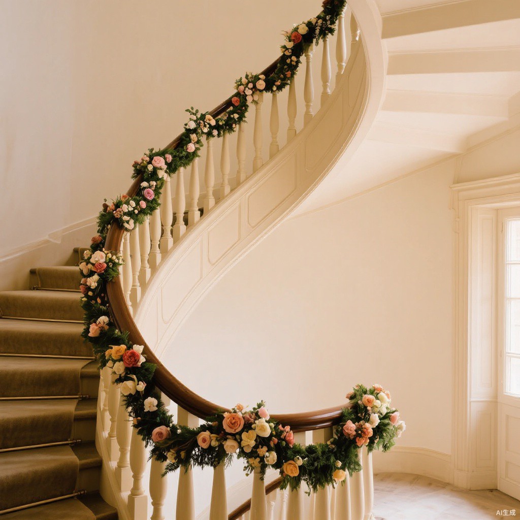 Artificial flower garland for staircase landing - BloomWitness