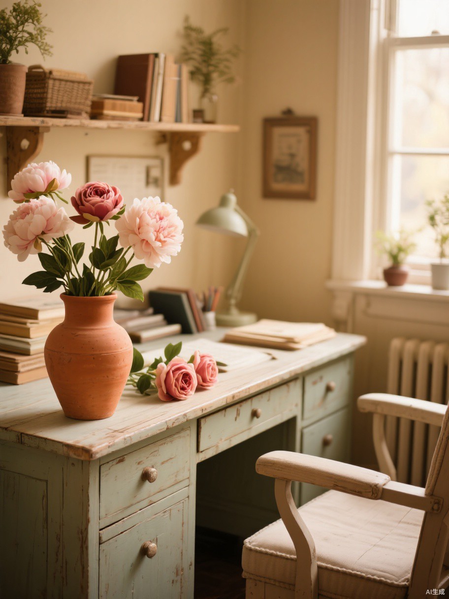 Vintage garden style artificial flowers for desktop decor - BloomWitness